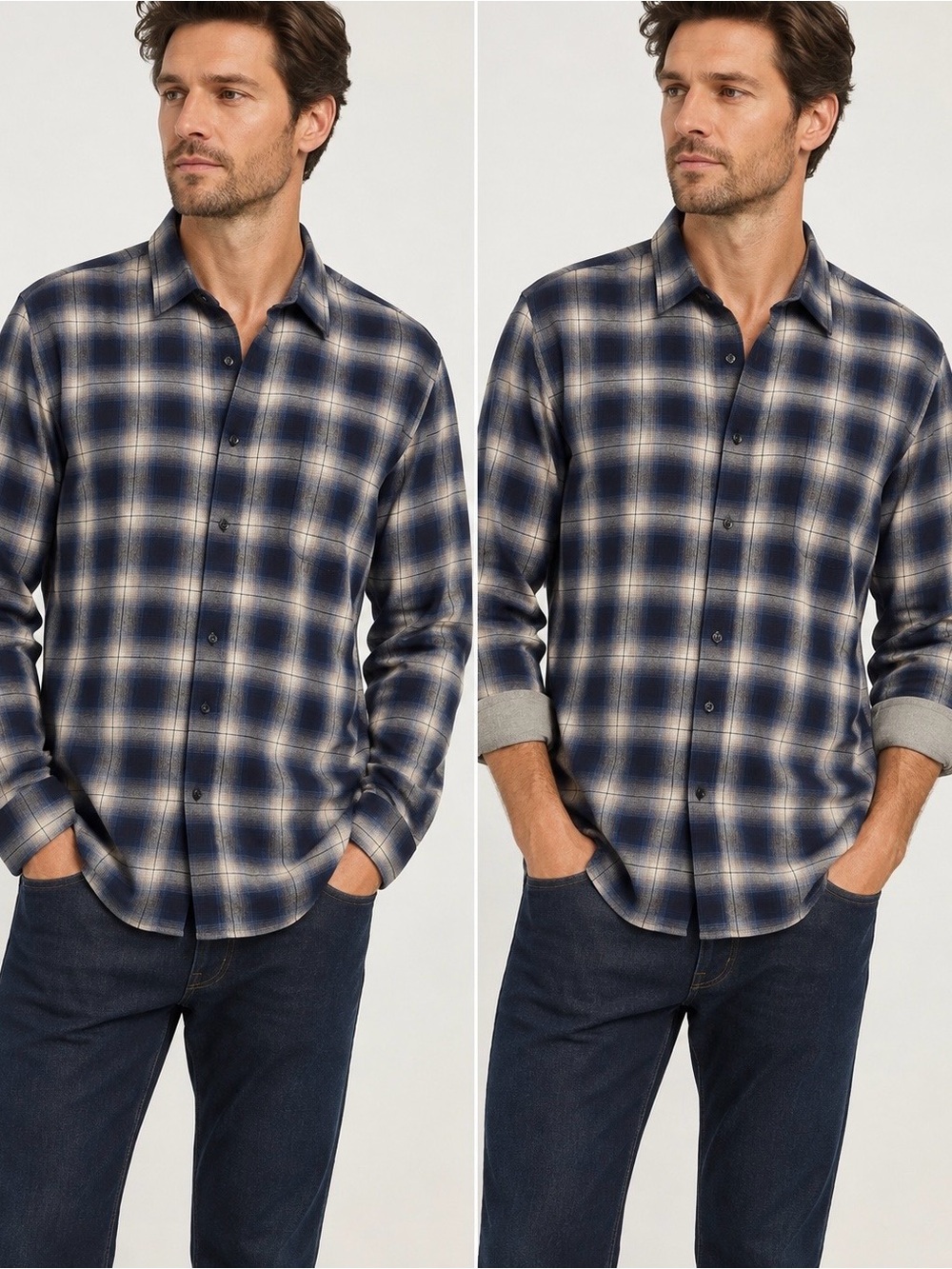 Vince Plaid Blue Gray Button Up Flannel Shirt SZ XL Casual Grunge EUC
